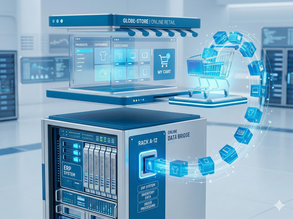 التجارة الإلكترونية المدمجة ومصمم المواقع في نظام ERP