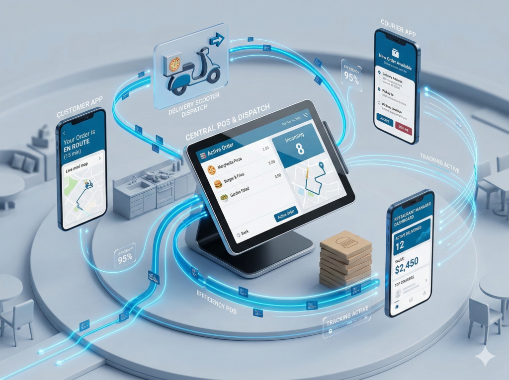 ربط كاشير المطعم بتطبيقات توصيل الطلبات الدليفري